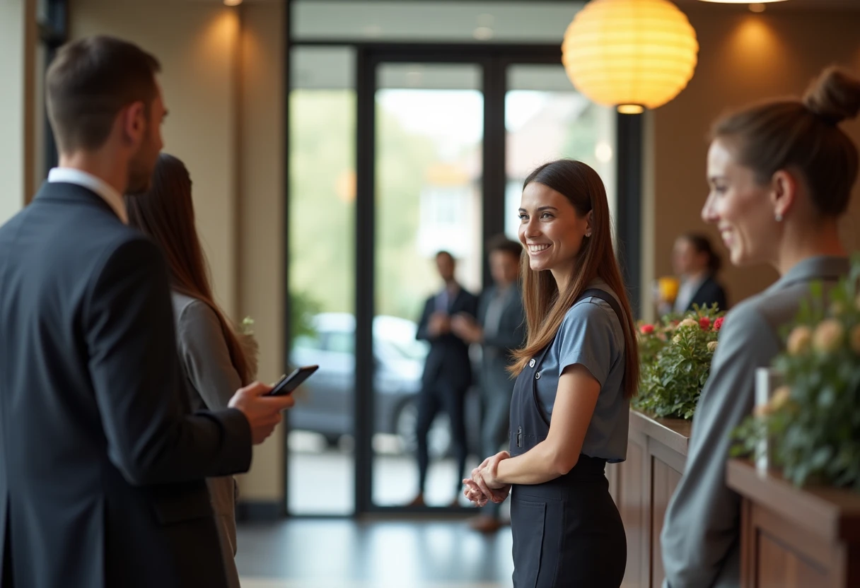 Hotel receptionist at work