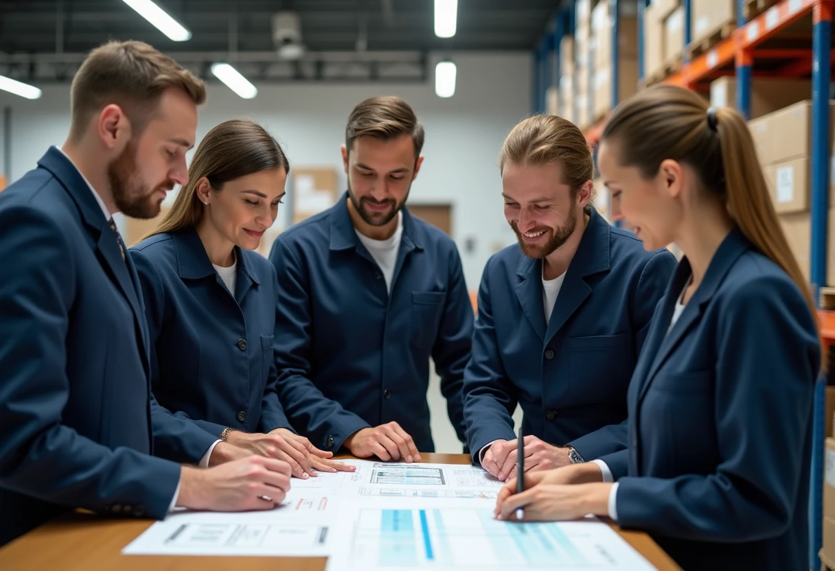 Collaboration d'équipe en entrepôt