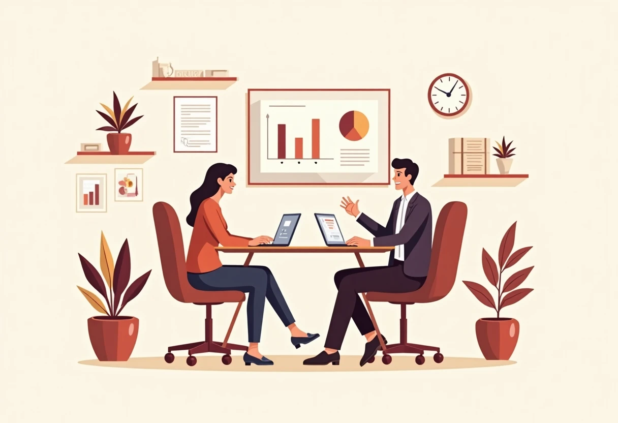Discussing digital strategy in an office