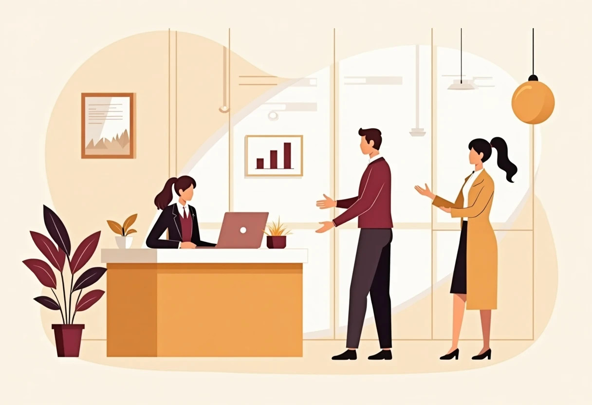 Receptionist welcoming a guest
