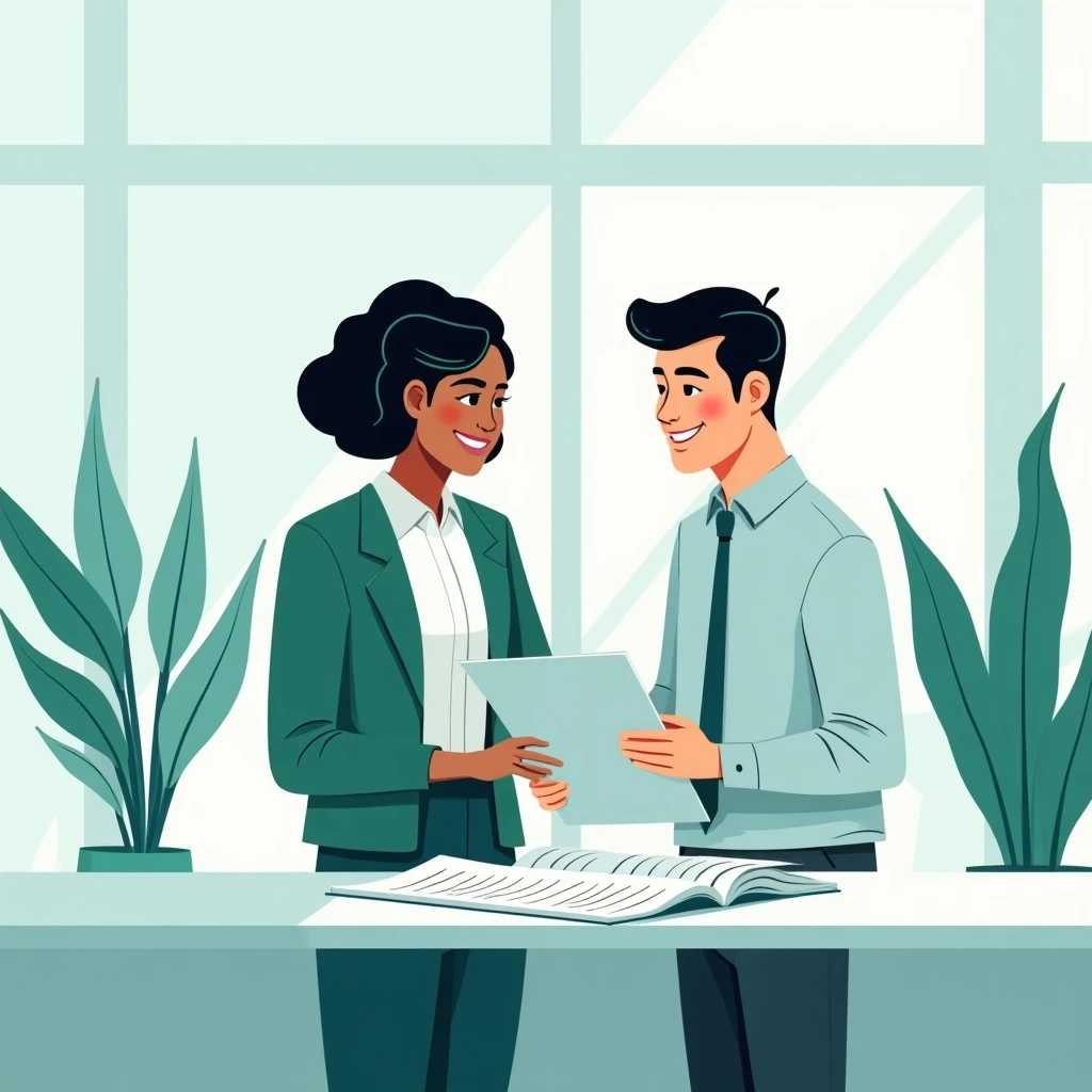 Professional setting with career growth focus